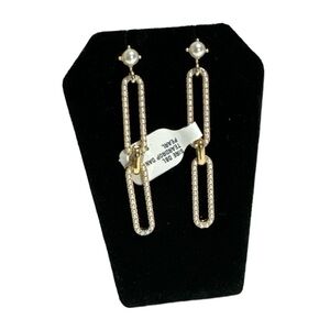 Paperdolls Sire Double Teardrop Dangle Pearl Earrings